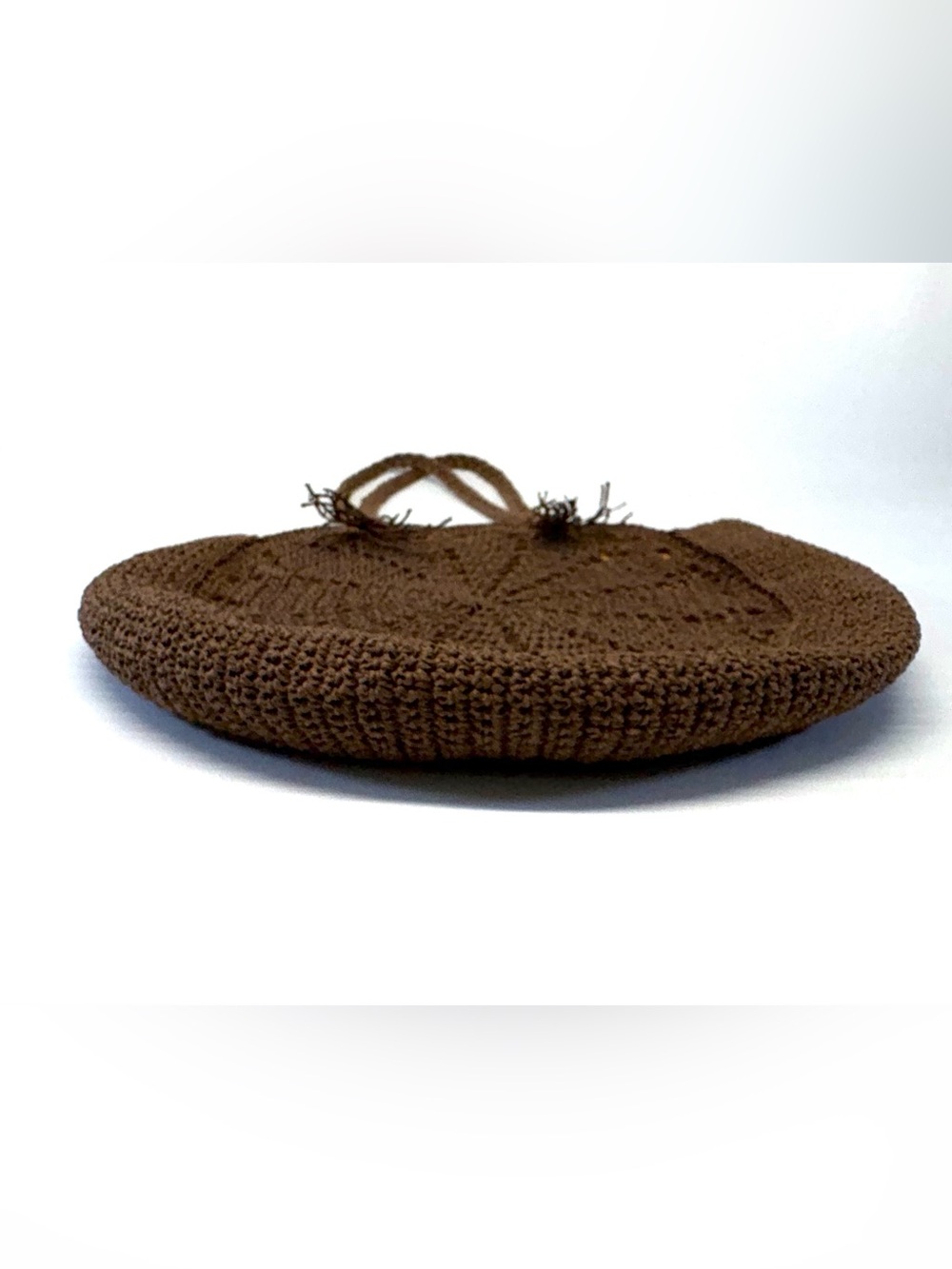 Vintage Sturdy Circular Macrame Crochet Shoulder Bag Sunburst Motif Large - Picture 3 of 7